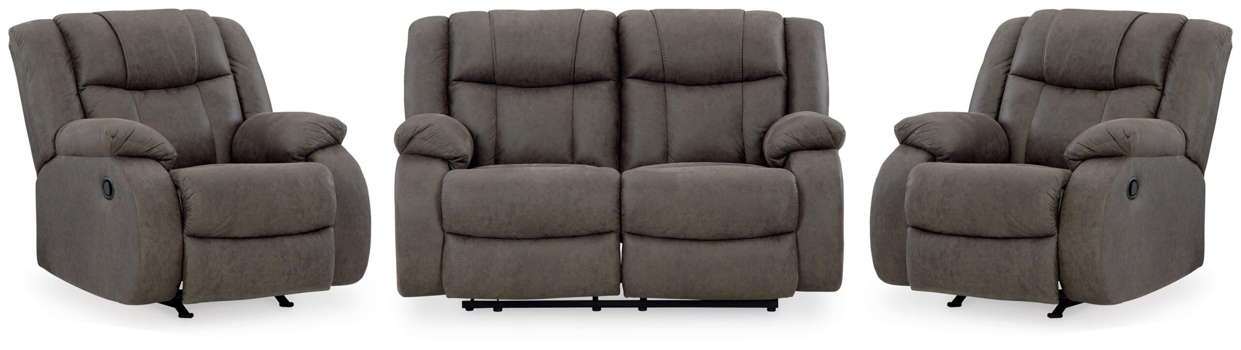 fcd87d016485e32d4cb61408ad2b61ec First Base Reclining Loveseat and 2 Recliners - Image 1