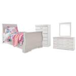 Anarasia Twin Sleigh Bed, Dresser, Mirror and Chest