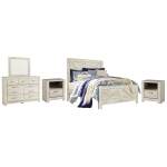Bellaby Queen Crossbuck Panel Bed, Dresser, Mirror and 2 Nightstands