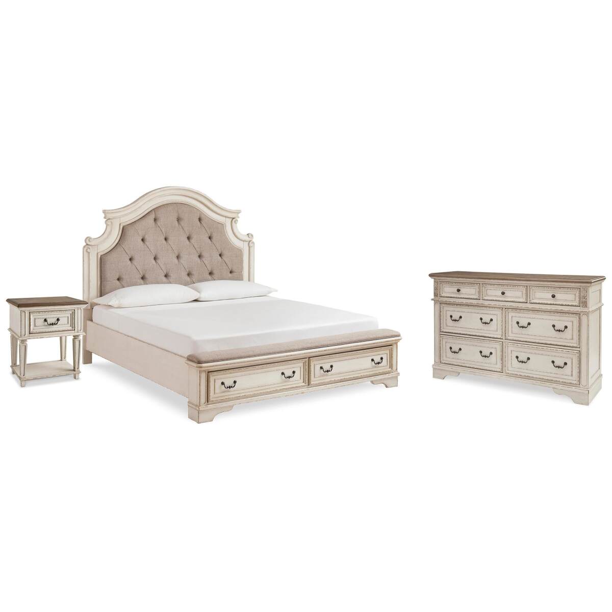fd1957fd36b4d672a331e1ffd552c48a Realyn King Storage Bed, Dresser and Nightstand - Image 1