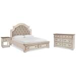 Realyn King Storage Bed, Dresser and Nightstand
