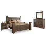 Juararo California King Poster Bed, Dresser, Mirror and 2 Nightstands - Image 2