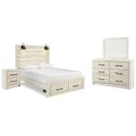 Cambeck Queen Panel Storage Bed, Dresser, Mirror and Nightstand