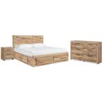 Hyanna Queen Storage Bed, Dresser and Nightstand