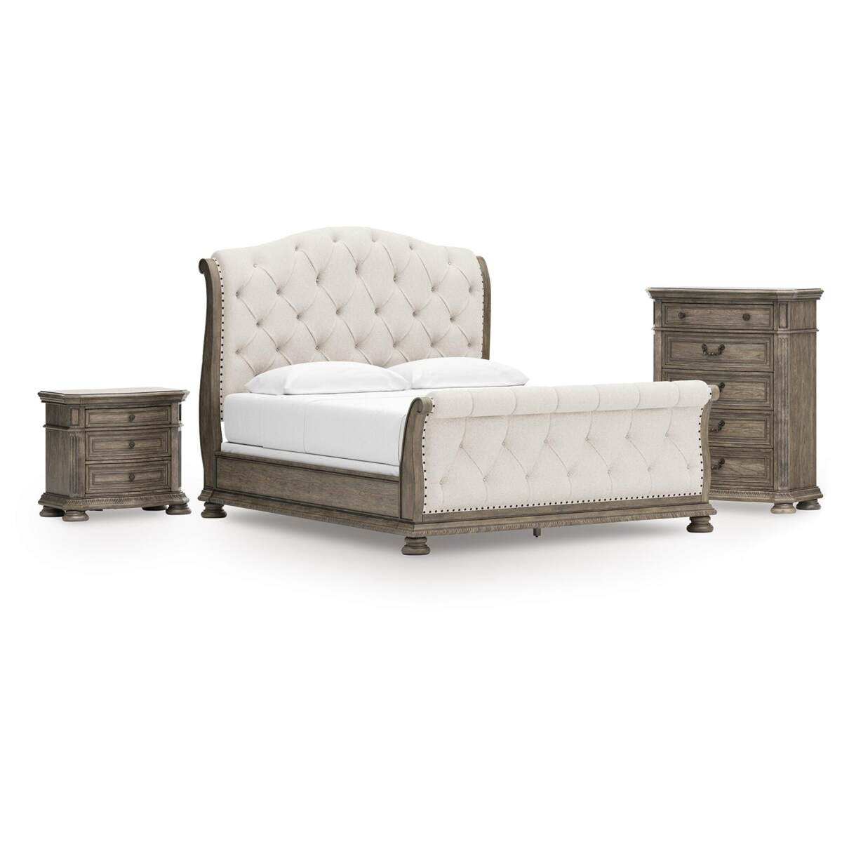 ff2e6259c93292de42801b0902dc07e0 Ardenfield California King Sleigh Bed, Chest and Nightstand - Image 1
