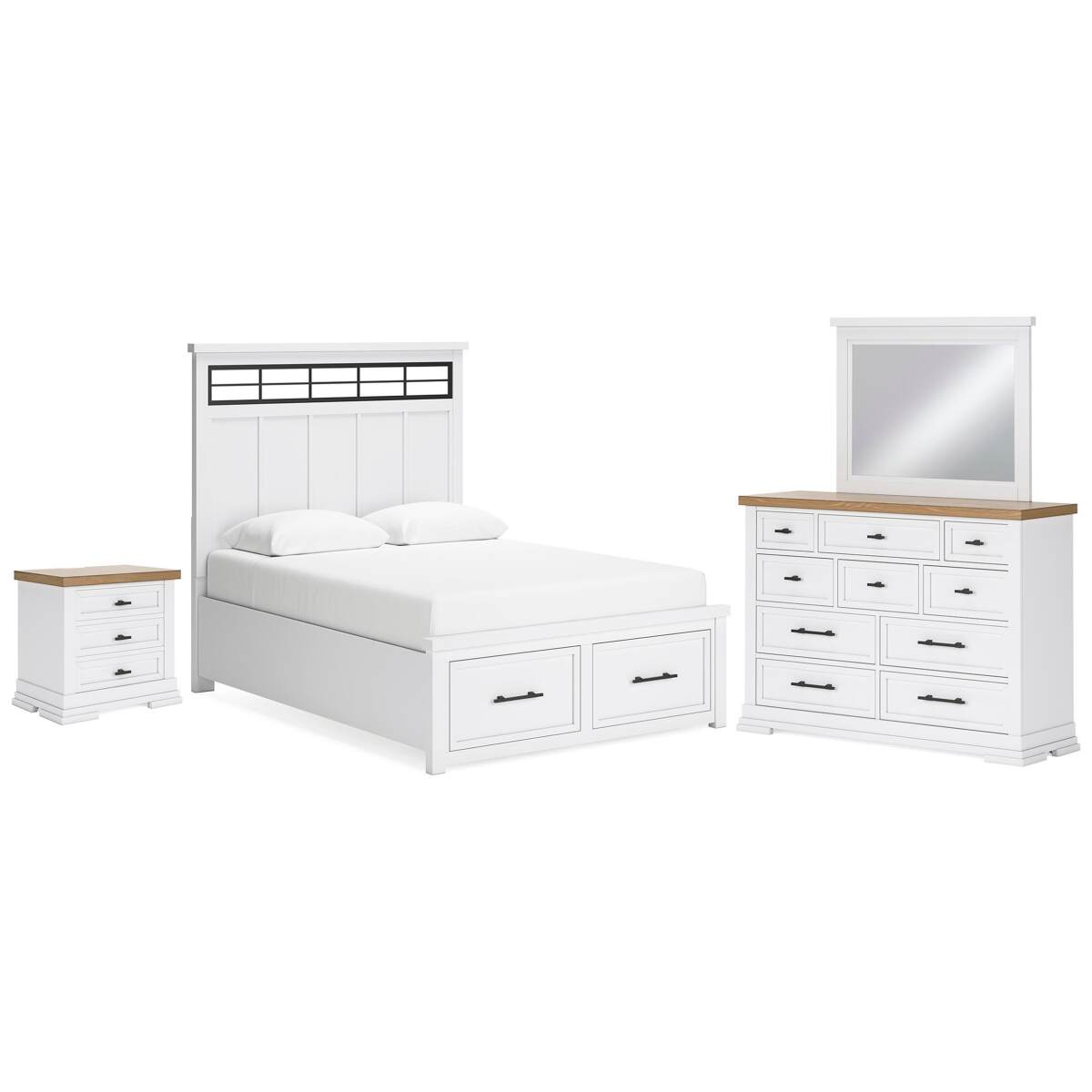 ff55060ab667a199dcdf9f0a34436947 Ashbryn Queen Storage Bed, Dresser, Mirror and Nightstand - Image 1