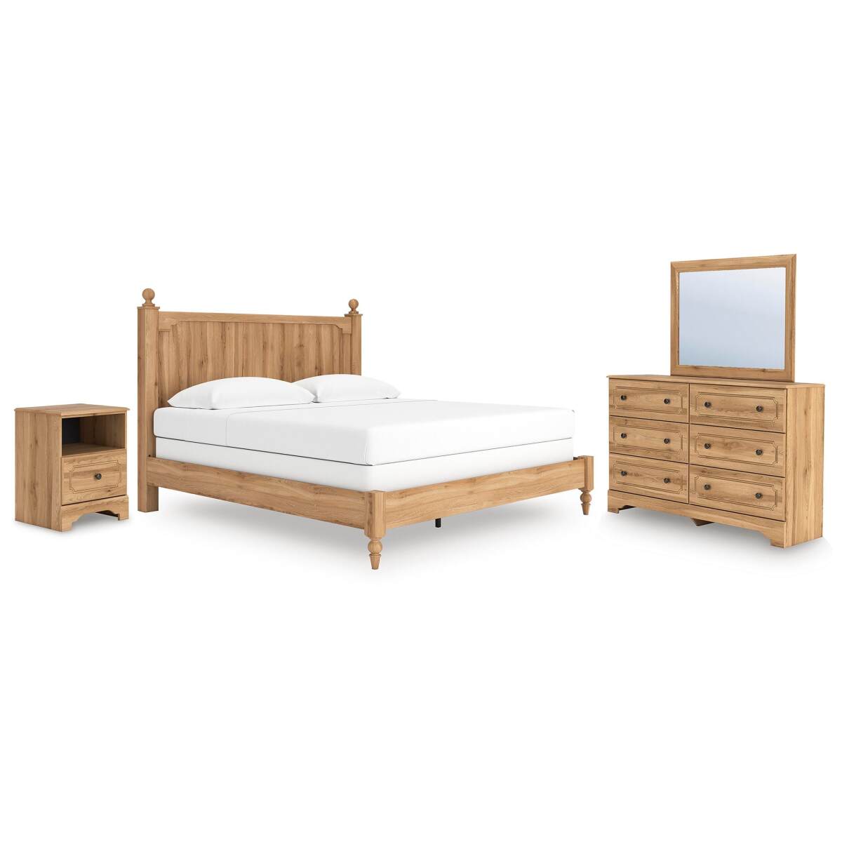 ff88c66a189465389aa5d48a0c374147 Aleaport King Panel Bed, Dresser, Mirror and Nightstand - Image 1