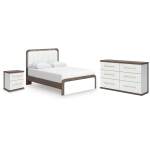 Kendanport Queen Upholstered Bed, Dresser and Nightstand