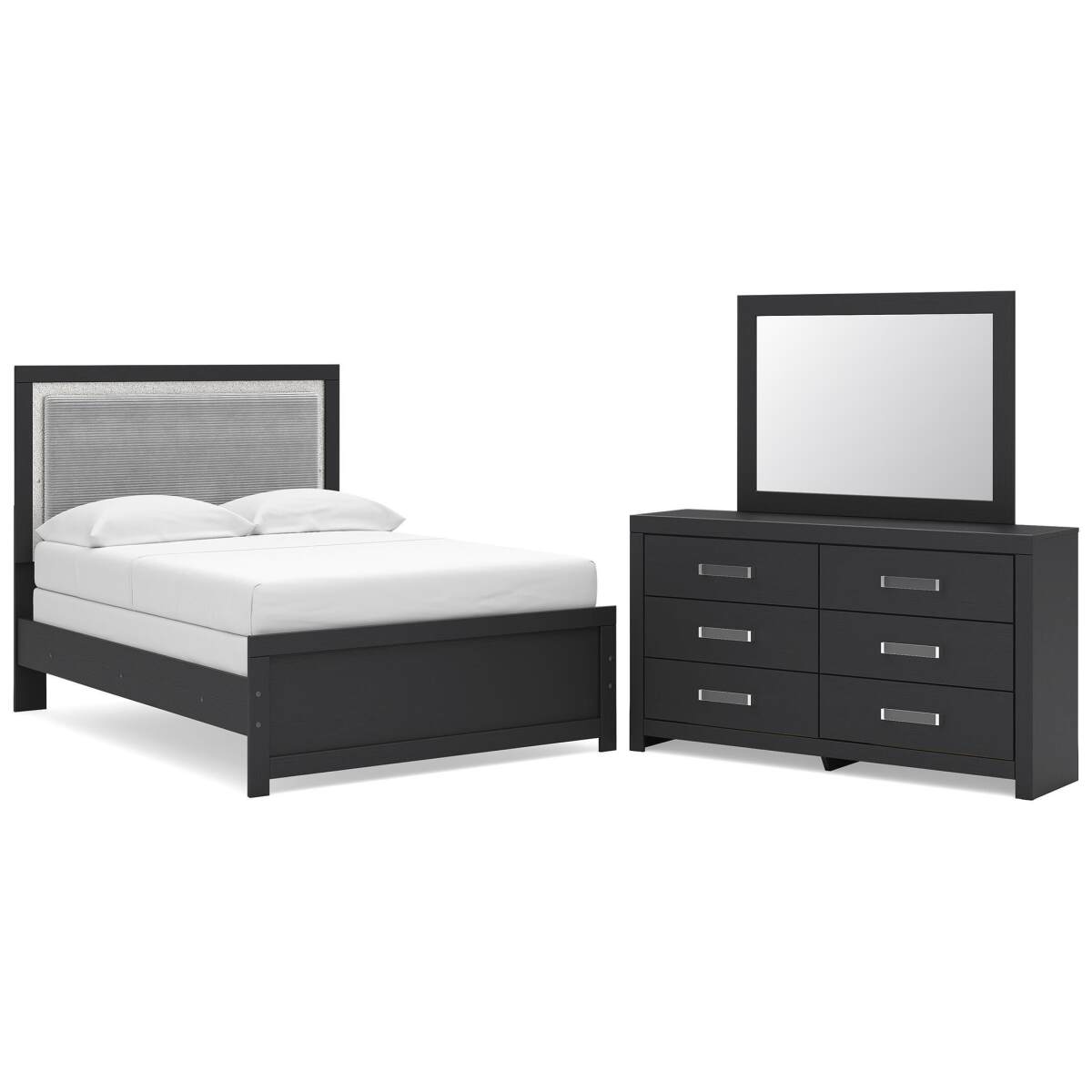 036efbb53b21ce66313a33714dd7cdb2 Maeling Full Upholstered Panel Bed, Dresser and Mirror - Image 1