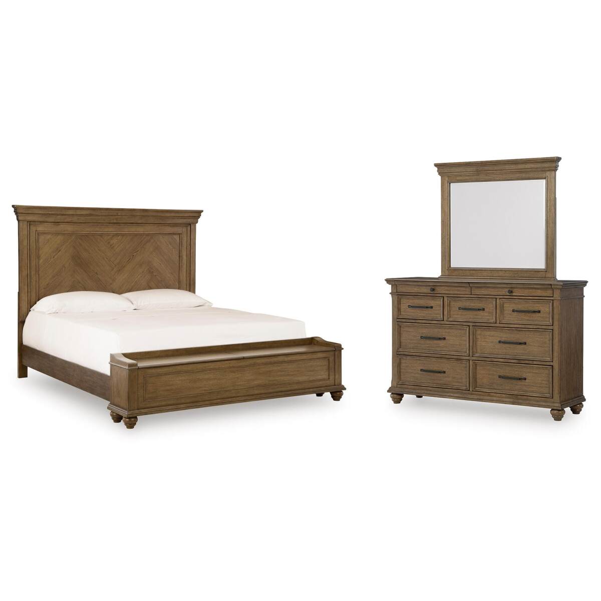 3a3f62347d65fb5d217320ddf4684c53 Karallin Queen Panel Storage Bed, Dresser and Mirror - Image 1