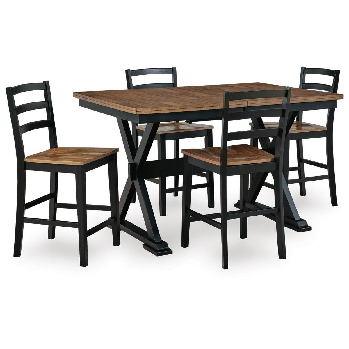 45d67e5a3c1d82689a610c650f5f4d2f Wildenauer Counter Height Extension Dining Table and 4 Barstools - Image 1