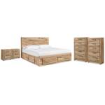 Hyanna King Panel Bed, 2 Chests and 2 Nightstands