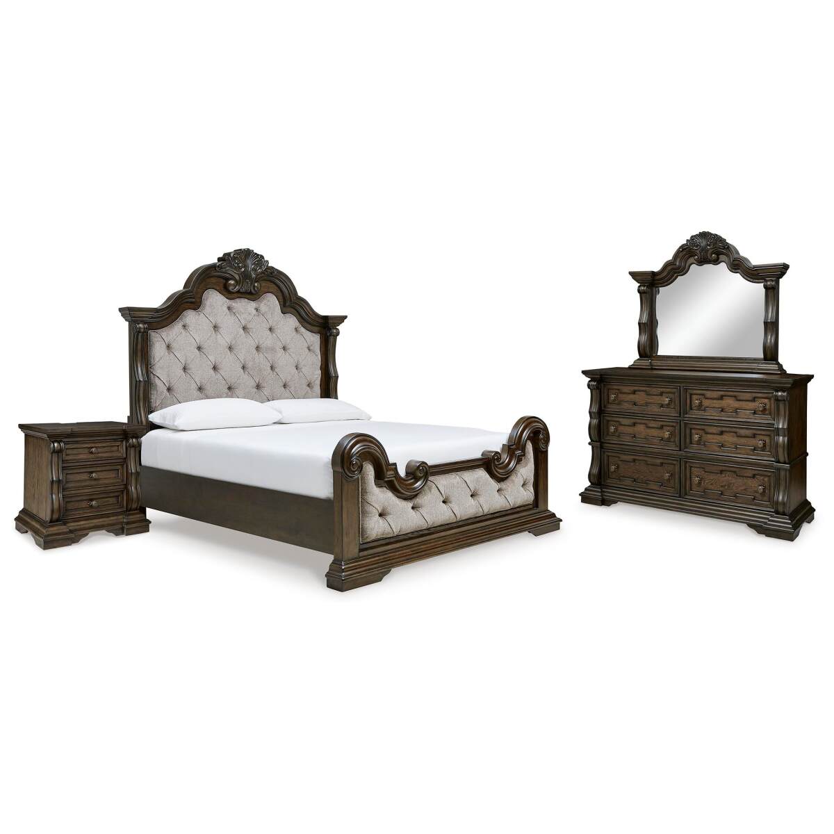 b8572f66306eeb03ef9509175ffd457f Maylee California King Panel Bed, Dresser, Mirror and Nightstand - Image 1