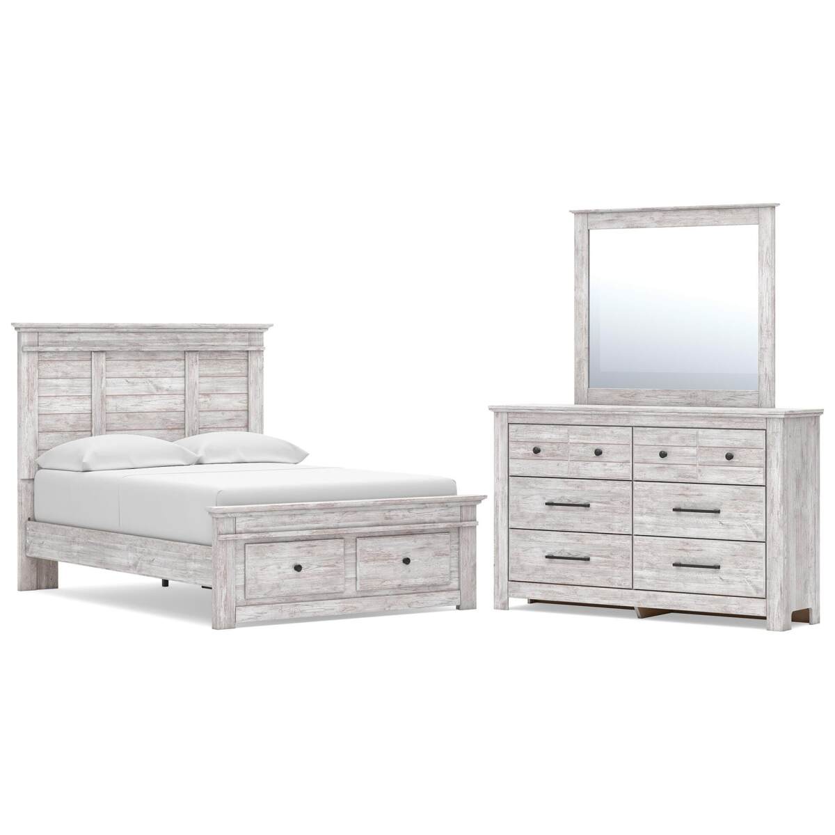 e843f25cfde5ce1d8a87454a747f46b4 Makidern Full Panel Storage Bed, Dresser and Mirror - Image 1