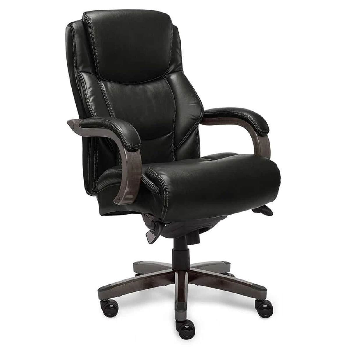 6cfb9be4fc5078e4526f92320fafe2f3 Delano Big & Tall Executive Leather Office Chair, Jet Black with Distressed Wood - 45833B-LZB - Image 1