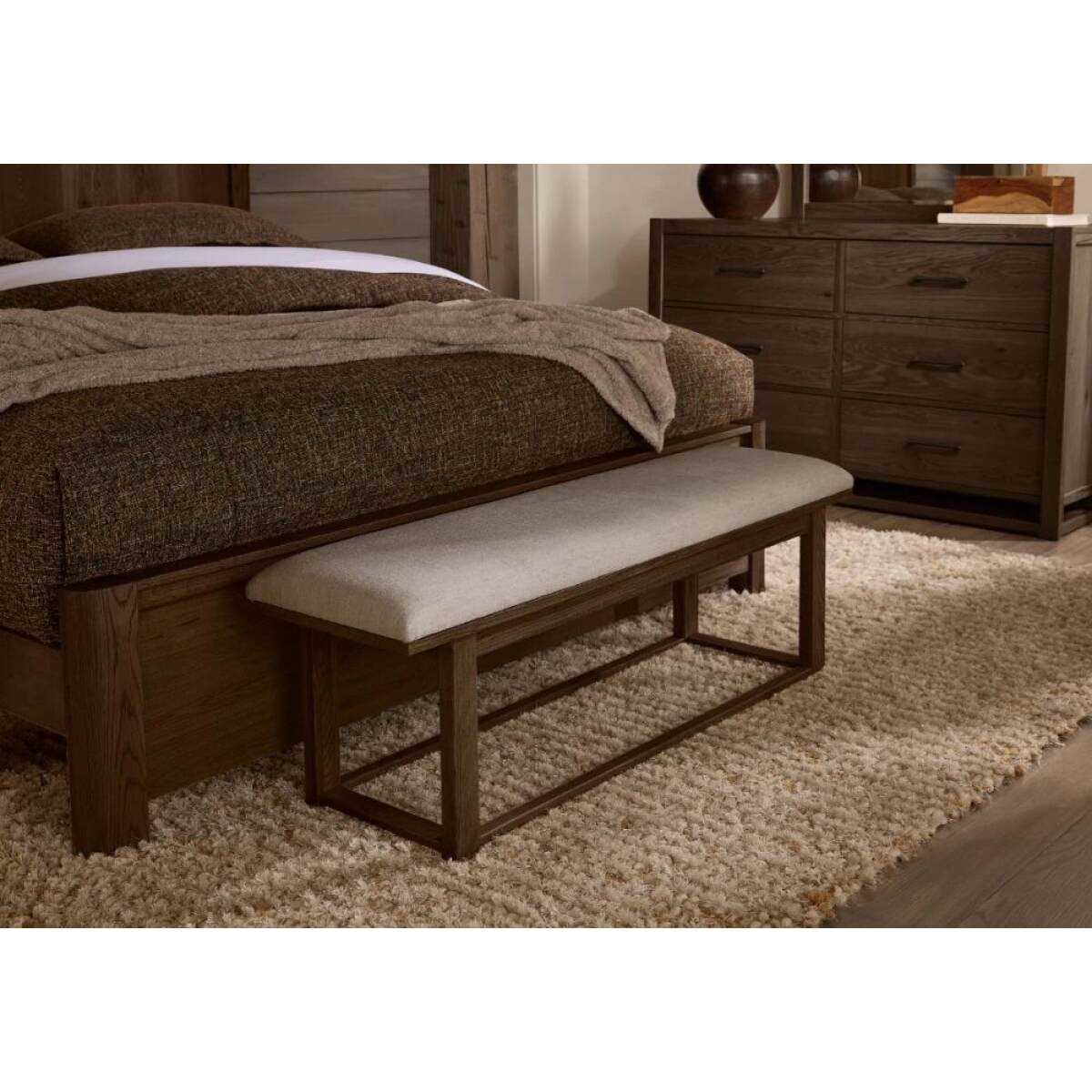 528cd360bdea9757be3971fdd8f6182f Lodge & Loft Upholstered Bench - Ivory Cream - 840-080I - Image 1