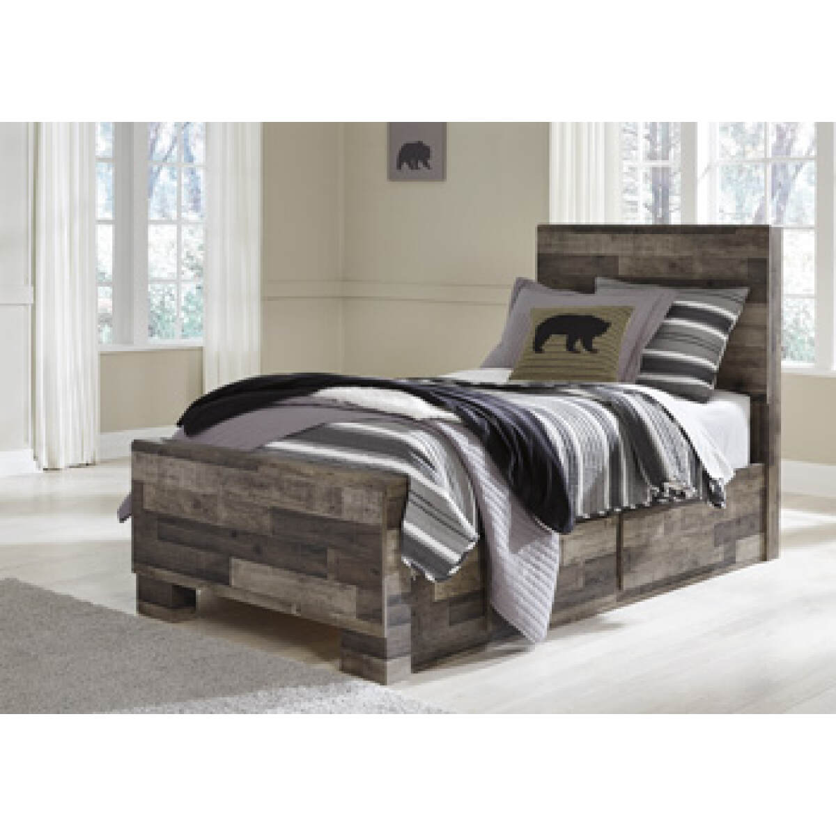 7119de593e3a5231355b087d91e68c3a Derekson Twin Panel Bed with 2 Storage Drawers - Image 1
