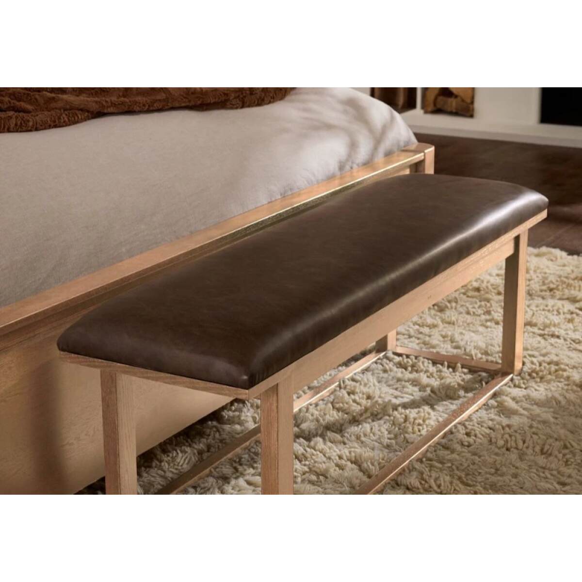 9dd6f1265af874c051243bf7816355ef Lodge & Loft Upholstered Bench - Sedona Brown - 842-080Y - Image 1